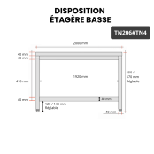 Table inox soubassement 2000 x 600 mm / GOLDINOX