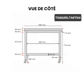 Table inox soubassement 600 x 600 mm sur roulettes PREMIUM / GOLDINOX