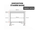 Table inox soubassement 800 x 600 mm sur roulettes / GOLDINOX