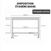 Table inox soubassement 1600 x 600 mm sur roulettes / GOLDINOX