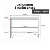 Table inox soubassement 1800 x 600 mm sur roulettes / GOLDINOX