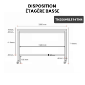 Table inox soubassement 2000 x 600 mm sur roulettes / GOLDINOX