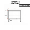 Table inox soubassement 600 x 600 mm avec renfort sur roulettes / GOLDINOX