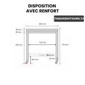 Table inox soubassement 800 x 600 mm avec renfort sur roulettes / GOLDINOX