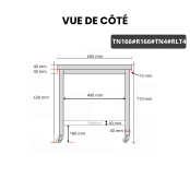 Table inox soubassement 1600 x 600 mm avec renfort sur roulettes / GOLDINOX