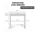 Table inox soubassement 800 x 600 mm adossée avec renfort sur roulettes / GOLDINOX