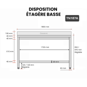 Table inox 1800 x 700 mm adossée PREMIUM / GOLDINOX 