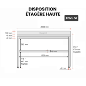 Table inox 2000 x 700 mm adossée PREMIUM / GOLDINOX 