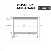 Table inox 1000 x 700 mm sur roulettes / GOLDINOX 