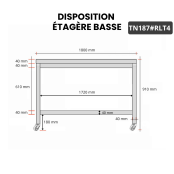 Table inox 1800 x 700 mm sur roulettes / GOLDINOX 