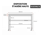 Table inox 1800 x 700 mm sur roulettes / GOLDINOX 