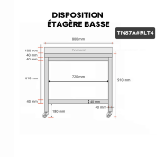 Table inox 800 x 700 mm adossée sur roulettes / GOLDINOX 