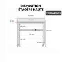 Table inox 800 x 700 mm adossée sur roulettes / GOLDINOX 