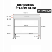 Table inox 1000 x 700 mm adossée sur roulettes / GOLDINOX 