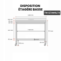 Table inox 1200 x 700 mm adossée sur roulettes / GOLDINOX 