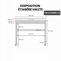 Table inox 1200 x 700 mm adossée sur roulettes / GOLDINOX 