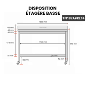 Table inox 1800 x 700 mm adossée sur roulettes / GOLDINOX 
