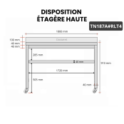 Table inox 1800 x 700 mm adossée sur roulettes / GOLDINOX 