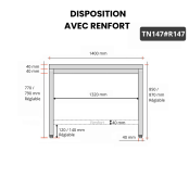 Table inox 1400 x 700 mm avec renfort / GOLDINOX