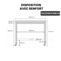 Table inox 1500 x 700 mm avec renfort sur roulettes / GOLDINOX