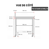 Table inox 1400 x 700 mm adossée avec renfort sur roulettes / GOLDINOX