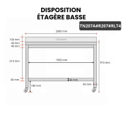 Table inox 2000 x 700 mm adossée avec renfort sur roulettes / GOLDINOX