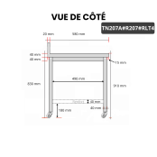Table inox 2000 x 700 mm adossée avec renfort sur roulettes / GOLDINOX