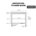 Table inox 1200 x 700 mm avec 2 étagères / GOLDINOX