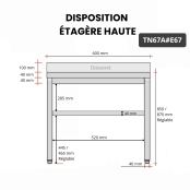 Table inox 600 x 700 mm adossée avec 2 étagères / GOLDINOX