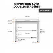 Table inox 600 x 700 mm adossée avec 2 étagères / GOLDINOX