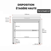 Table inox 1200 x 700 mm adossée avec 2 étagères / GOLDINOX