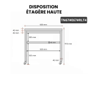 Table inox 700 x 700 mm avec 2 étagères sur roulettes / GOLDINOX