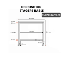 Table inox 800 x 700 mm avec 2 étagères sur roulettes / GOLDINOX