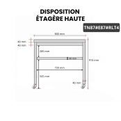Table inox 800 x 700 mm avec 2 étagères sur roulettes / GOLDINOX
