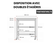 Table inox 800 x 700 mm avec 2 étagères sur roulettes / GOLDINOX
