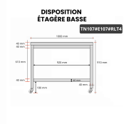 Table inox 1000 x 700 mm avec 2 étagères sur roulettes / GOLDINOX