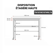 Table inox 1000 x 700 mm avec 2 étagères sur roulettes / GOLDINOX