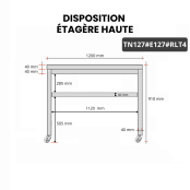 Table inox 1200 x 700 mm avec 2 étagères sur roulettes / GOLDINOX