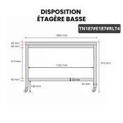 Table inox 1800 x 700 mm avec 2 étagères sur roulettes / GOLDINOX