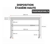 Table inox 2000 x 700 mm avec 2 étagères sur roulettes / GOLDINOX