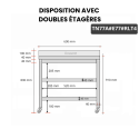 Table inox 700 x 700 mm adossée avec 2 étagères sur roulettes / GOLDINOX