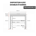 Table inox 800 x 700 mm adossée avec 2 étagères sur roulettes / GOLDINOX