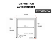 Table inox soubassement 700 x 700 mm avec renfort / GOLDINOX