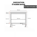 Table inox soubassement 700 x 700 mm avec renfort sur roulettes / GOLDINOX