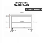 Table inox soubassement 1000 x 700 mm avec renfort sur roulettes / GOLDINOX