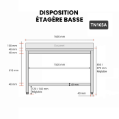 Table inox 1600 x 500 mm adossée / GOLDINOX