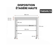 Table inox 800 x 500 mm sur roulettes / GOLDINOX