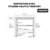 Table inox 600 x 500 mm avec renfort / GOLDINOX