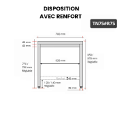 Table inox 700 x 500 mm avec renfort / GOLDINOX