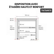 Table inox 700 x 500 mm avec renfort / GOLDINOX